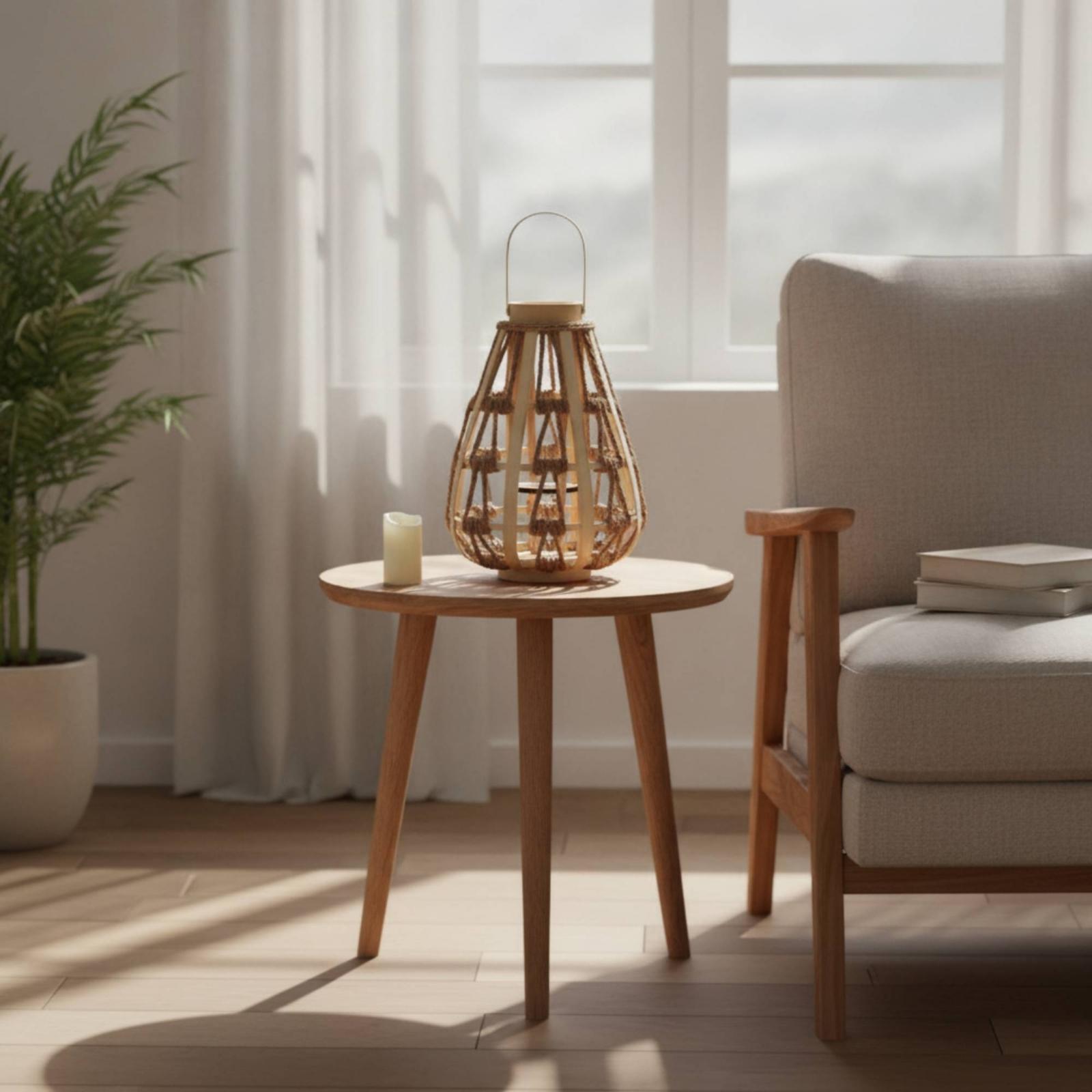 Natural Wood Rope Lantern Cand - огляд і ціна Candle Holder Decor