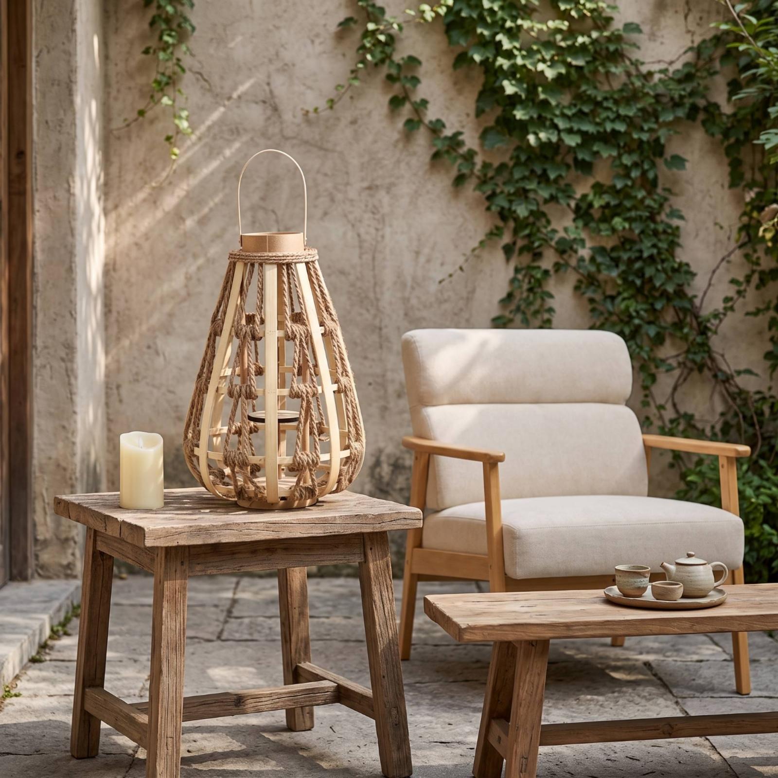 Natural Wood Rope Lantern Cand - огляд і ціна Candle Holder Decor