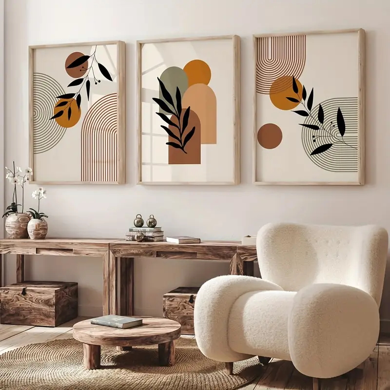 3pcs Bohemian-style Plant Geom - огляд і ціна Abstract Canvas Set